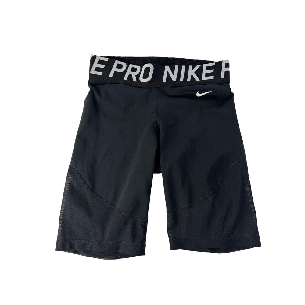Nike Pro Shorts Womens M Dri-FIT Mesh Panel Athletic Compression Black 9" Inseam
